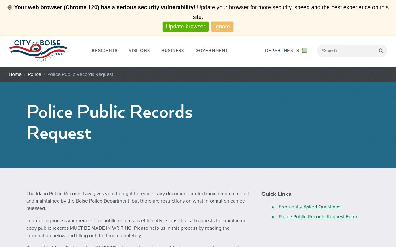 Ada County Boise Police public-records request for arrest records
