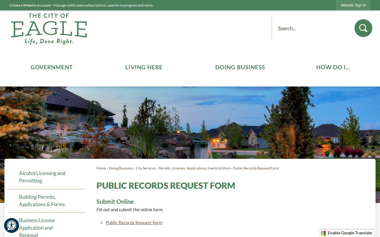 Ada County Eagle public-records request for booking records