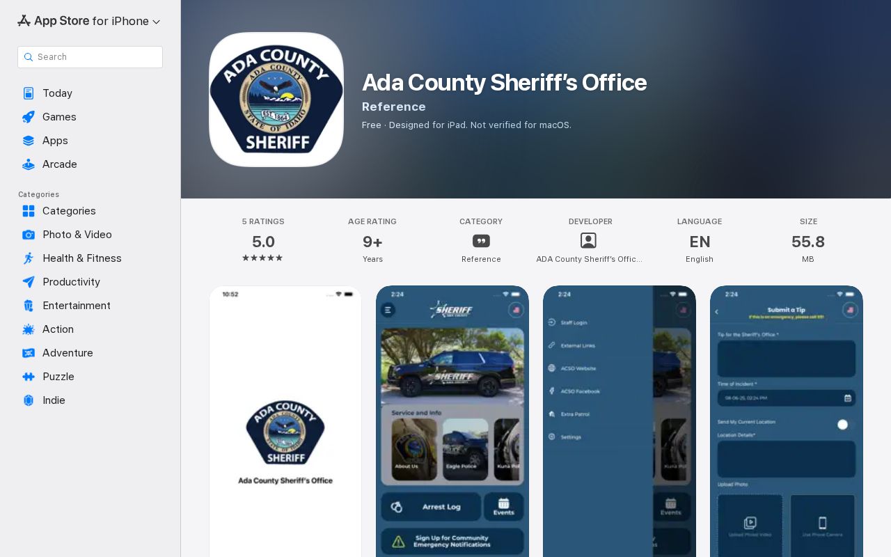 Ada County Sheriff official mobile app information for public safety alerts